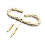 3.5mm 3pole audio male to male wiith gold head spring cable